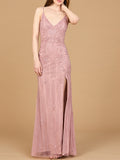 Beaded Lace-up Dress with Slit Cashmere