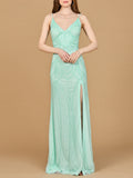 Beaded Lace-up Dress with Slit Tiffany