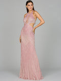Halter Neck Beaded Dress with Cutouts Cashmere