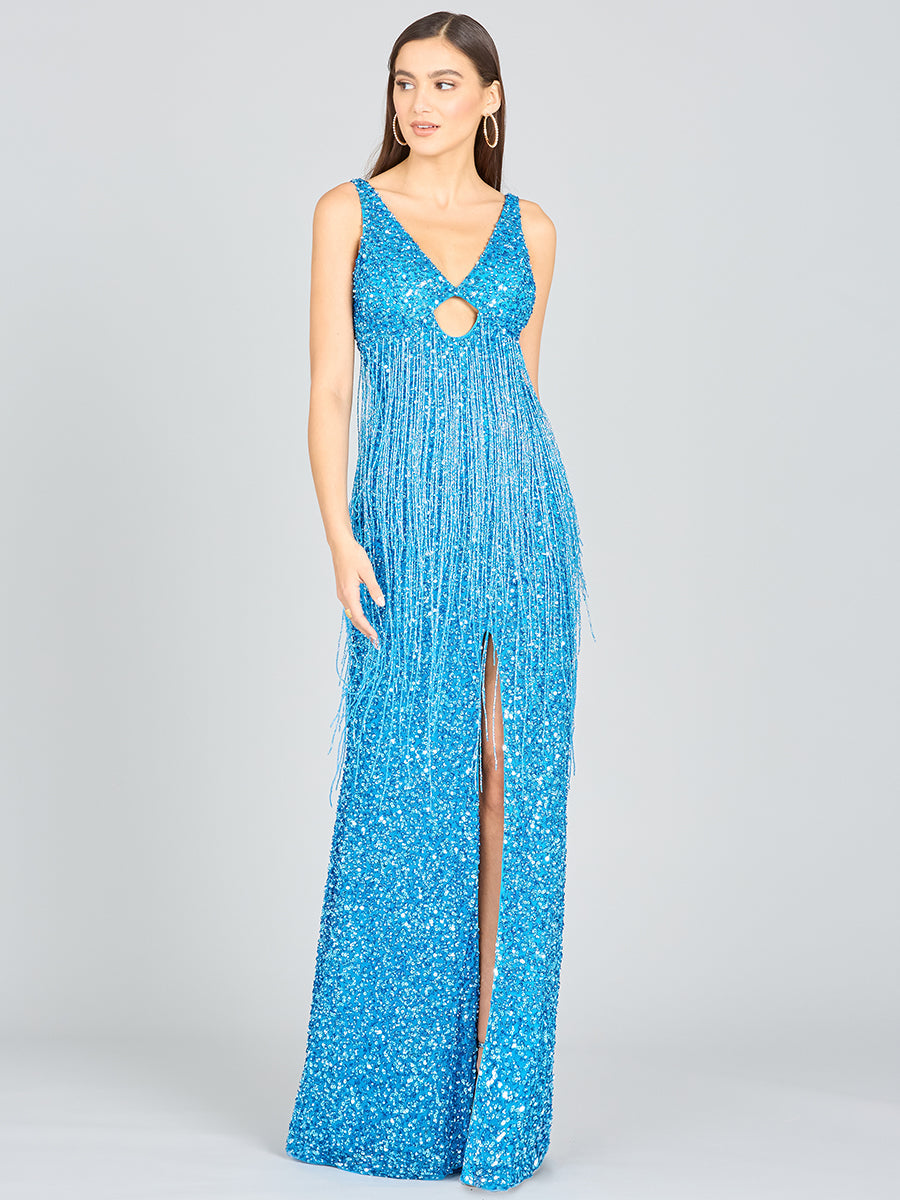 Regan Fringe Sequin Dress Ocean
