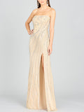 Freddy Strapless Beaded Gown Nude Silver
