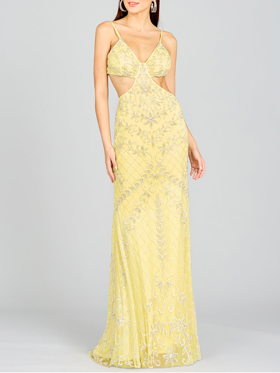 Countess Beaded Gown Lemon
