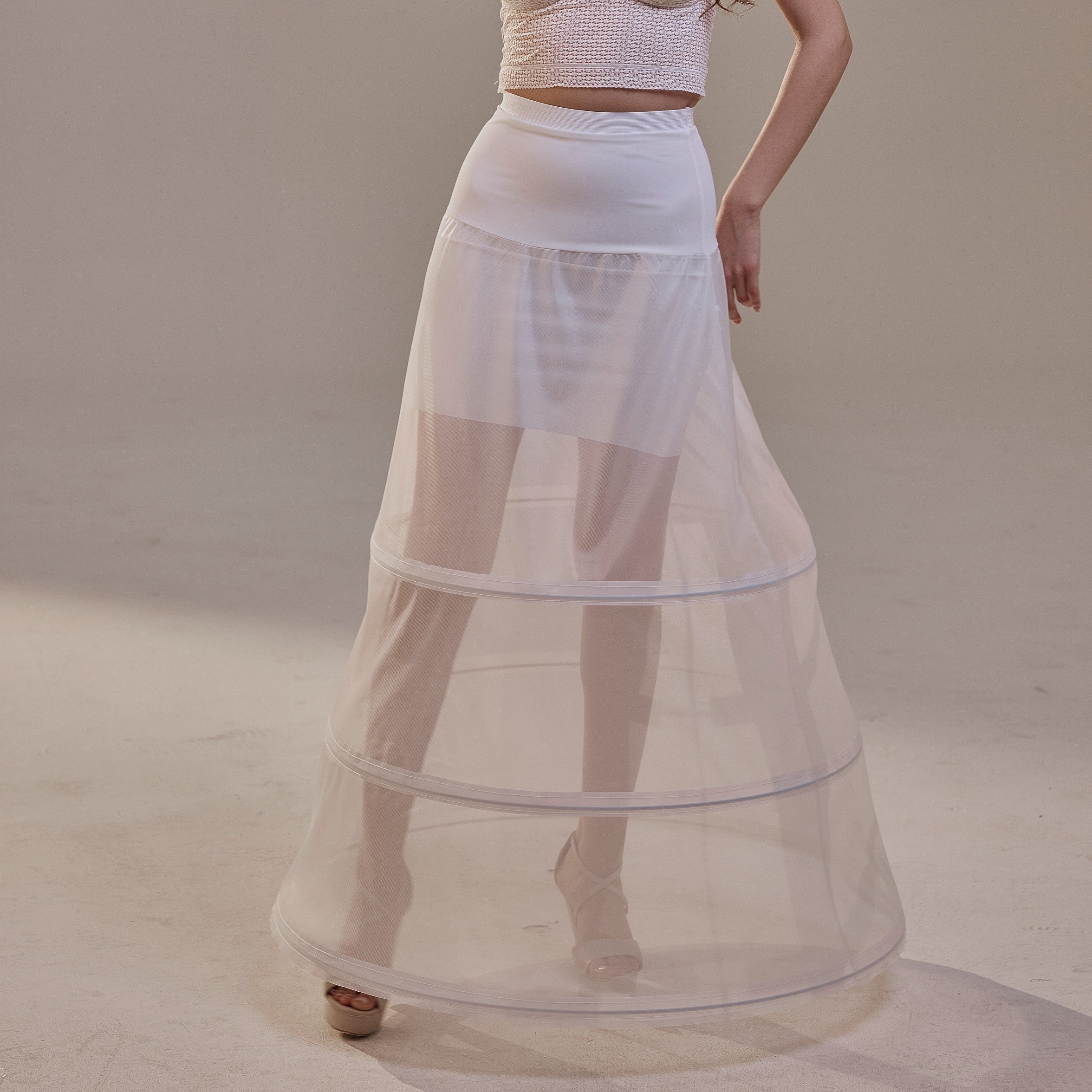 A-Line Wedding Dress Crinoline Skirt , 3 Hoops & Waist Corsage