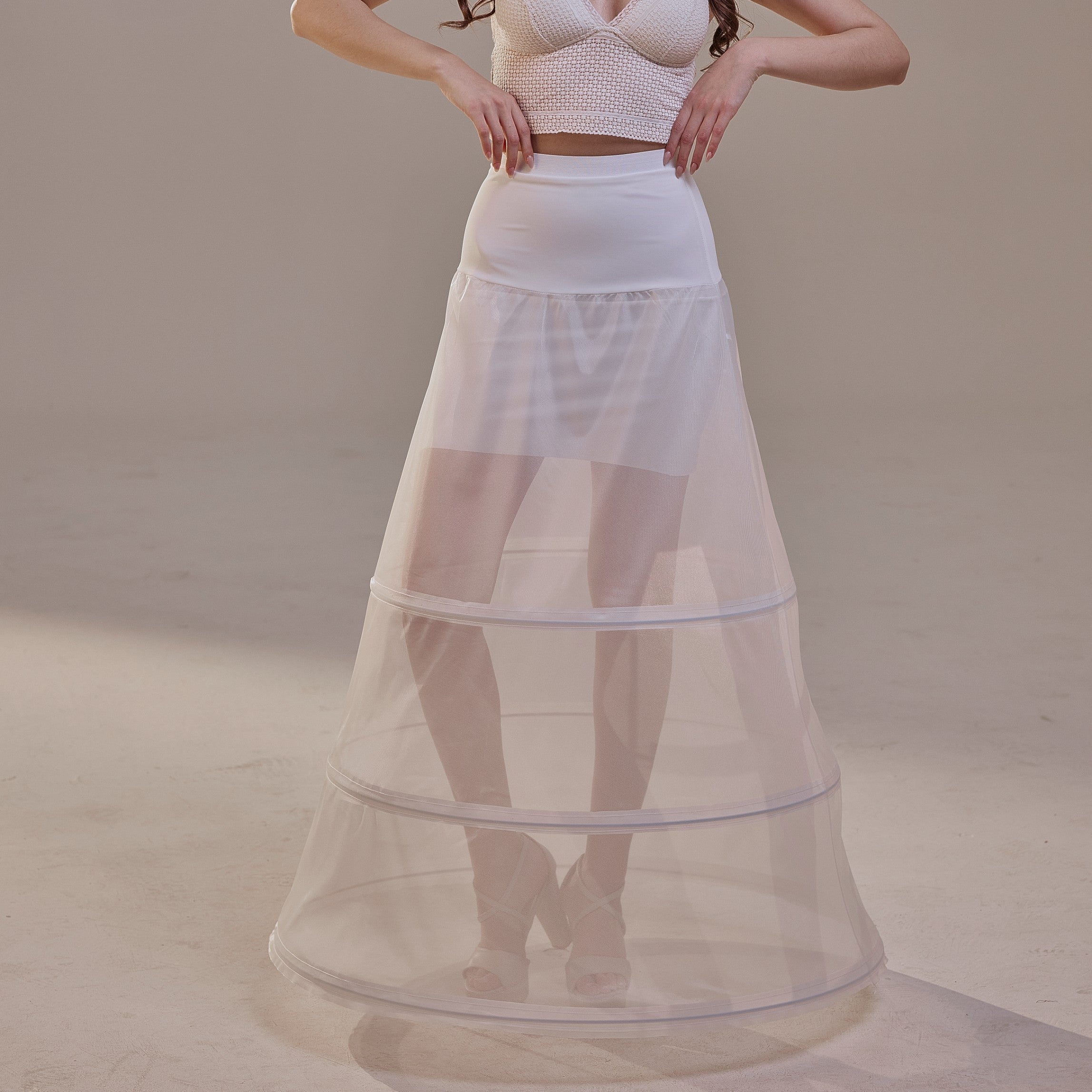 A-Line Wedding Dress Crinoline Skirt , 3 Hoops & Waist Corsage