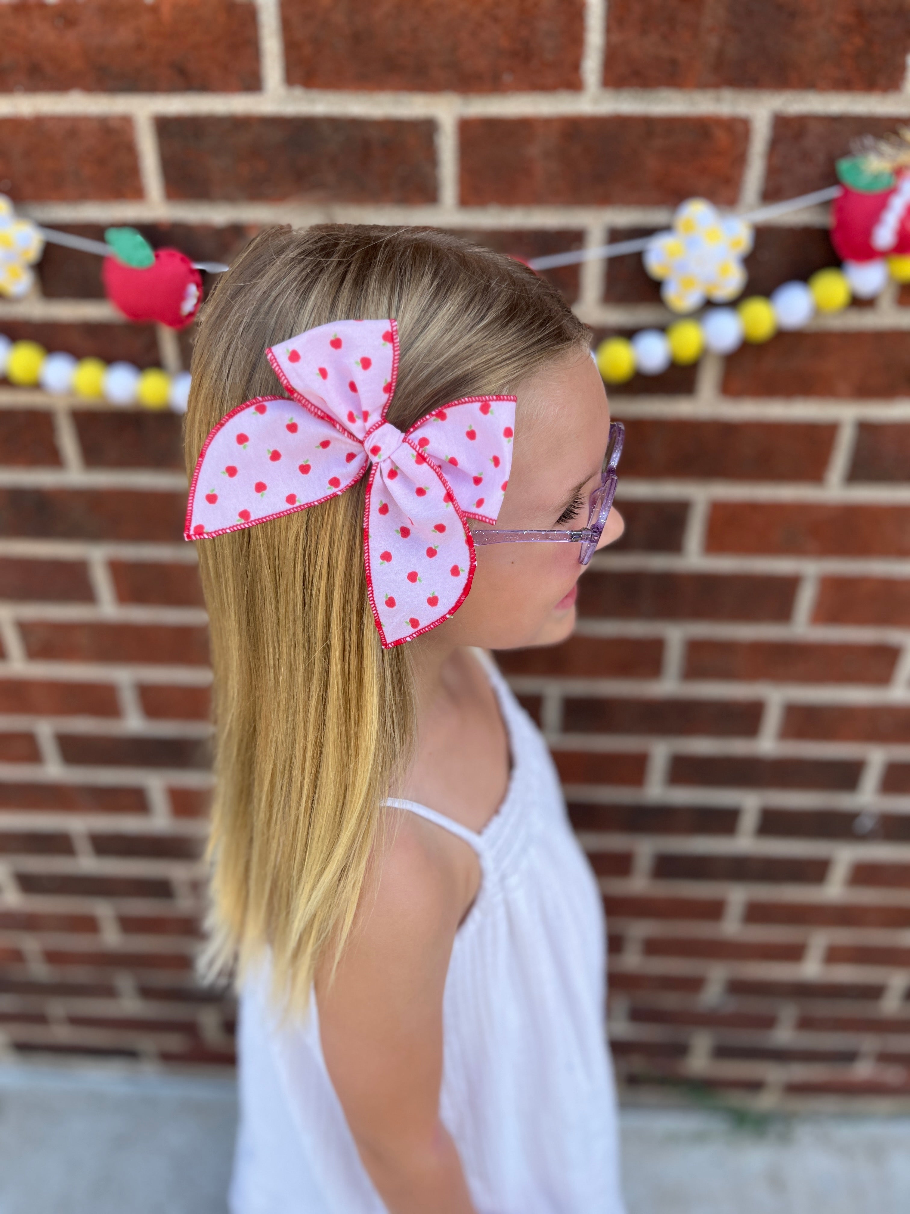 Pink Apple Bow Medium