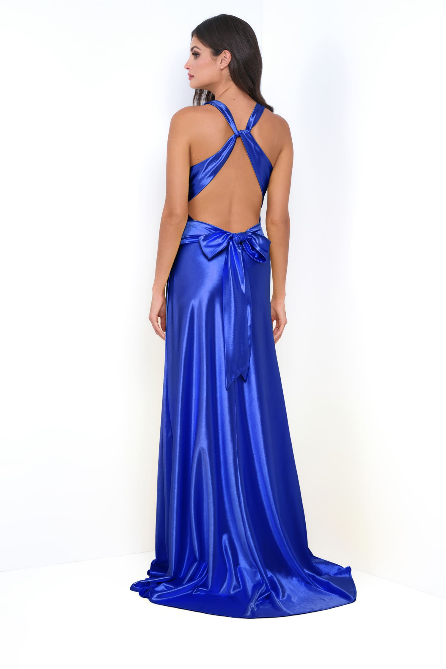 Odette Maxi Dress - Royal - Open Back With Adjustable Bow Tie Detail
