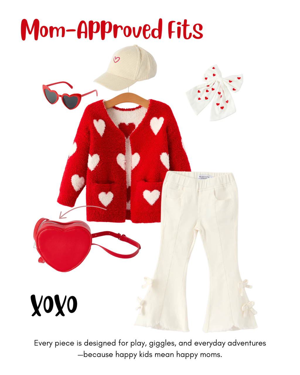 Charming White Denim Pants with Cute Bows