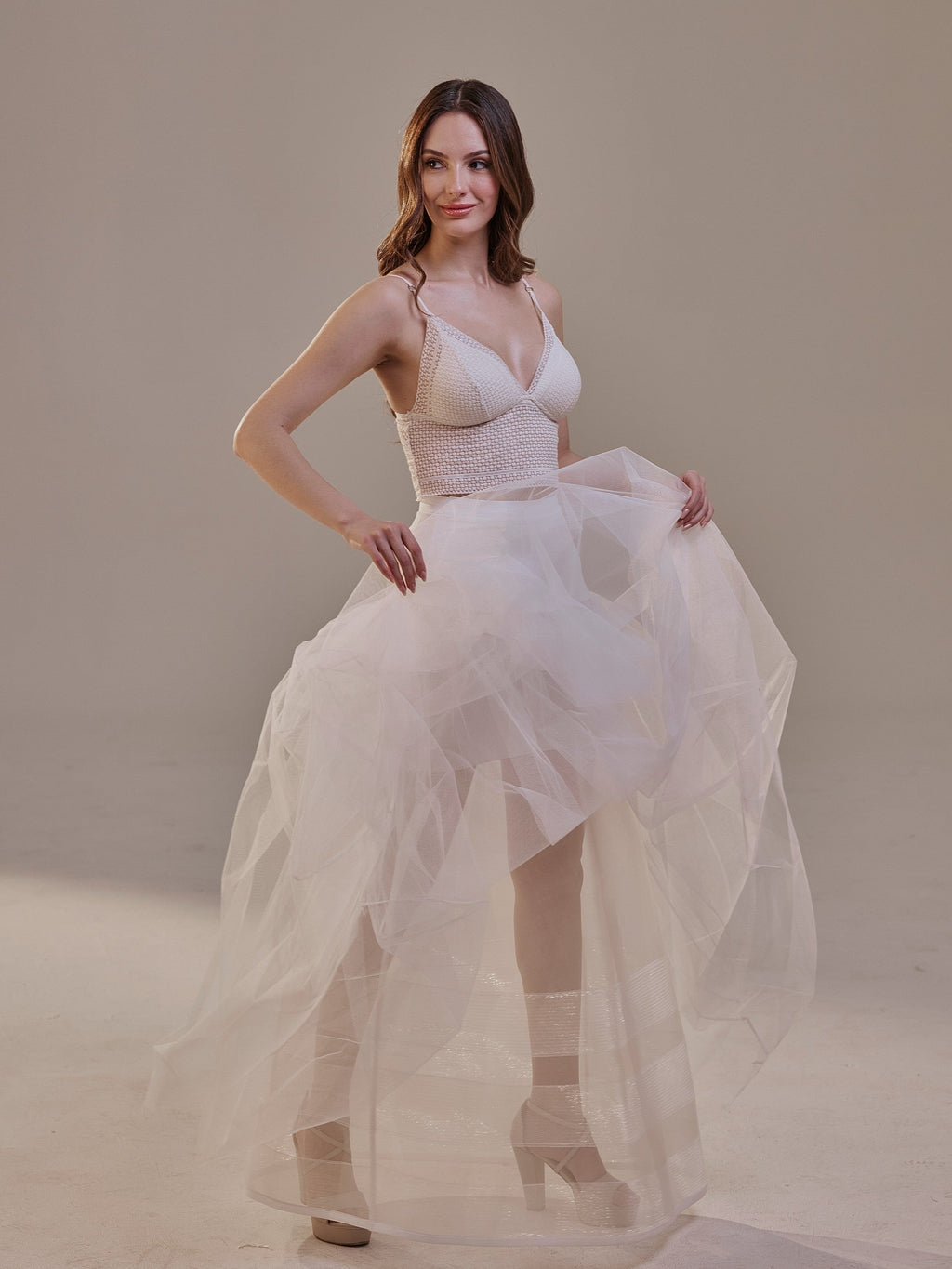Bridal Petticoat with Corsage and Hard Net Tulle Underskirt ,Wedding Crinoline with Petticoat Netting Fabric
