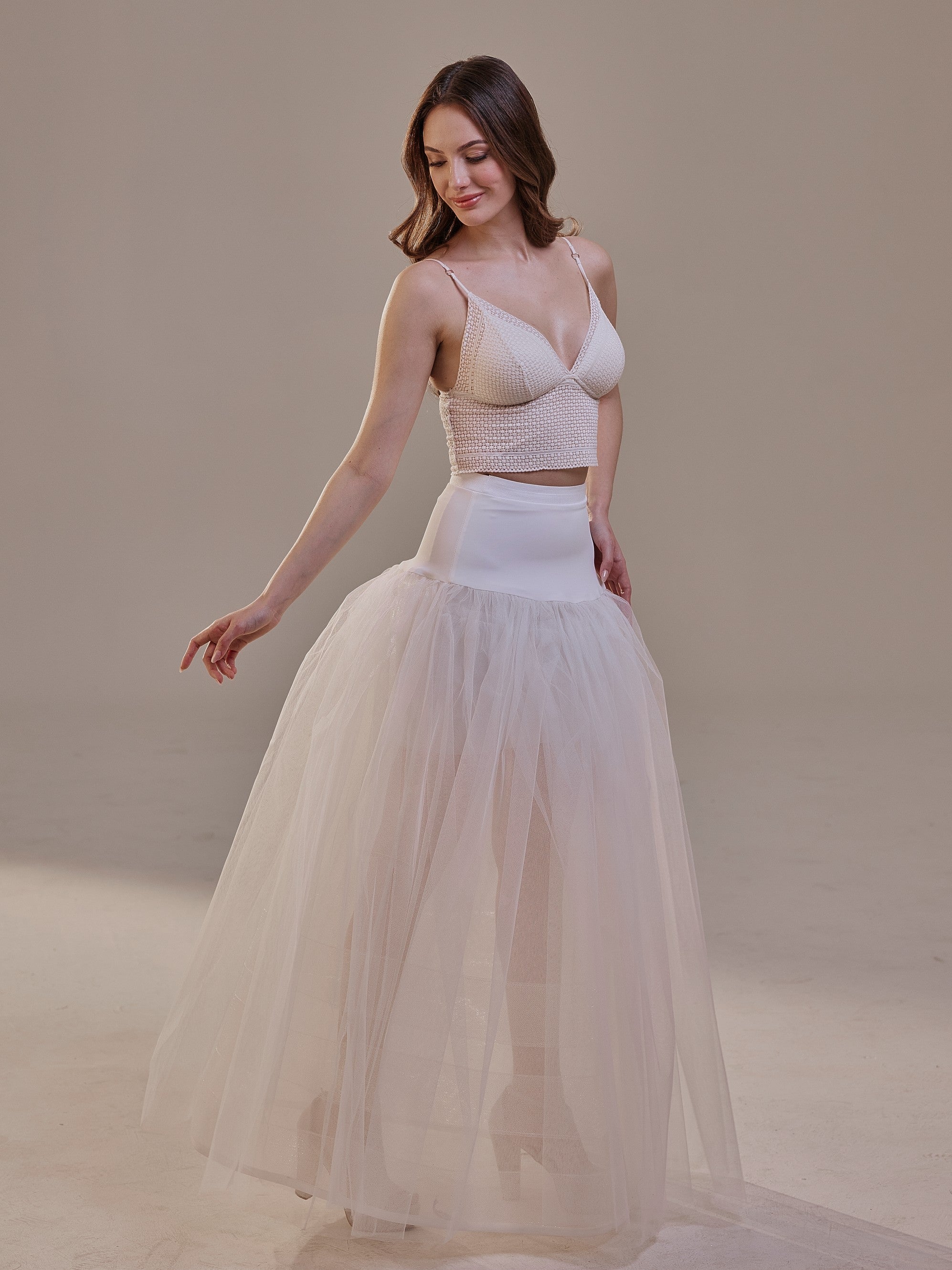 Bridal Petticoat with Corsage and Hard Net Tulle Underskirt ,Wedding Crinoline with Petticoat Netting Fabric