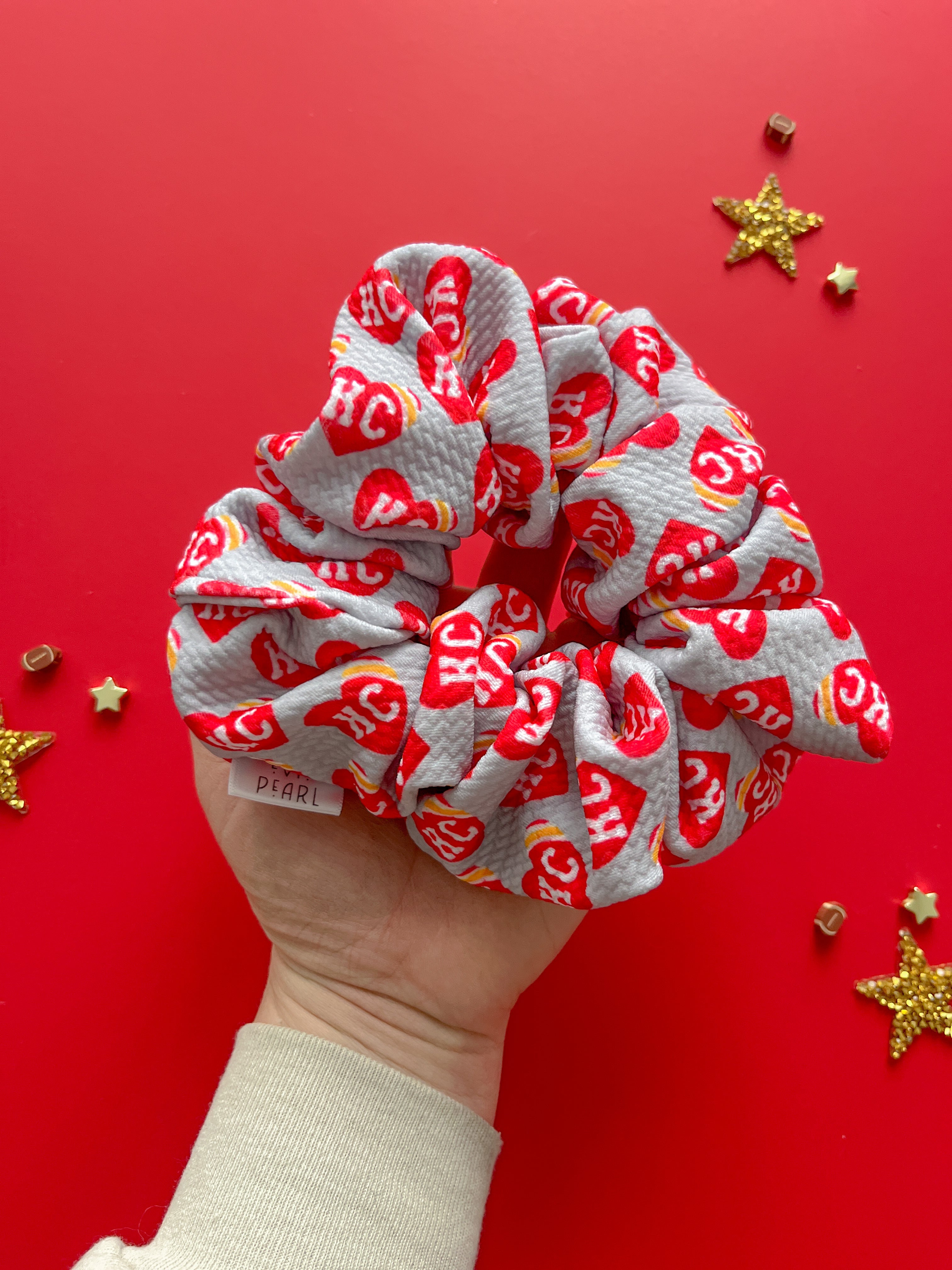 Gray Heart KC Oversized Scrunchy