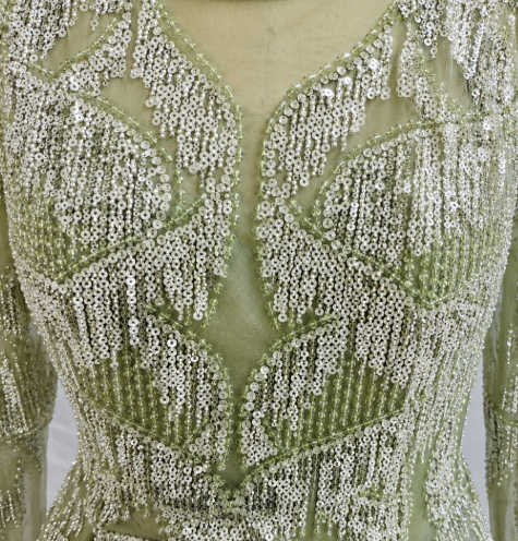 Long Sleeve Gown with Overskirt & High Neck