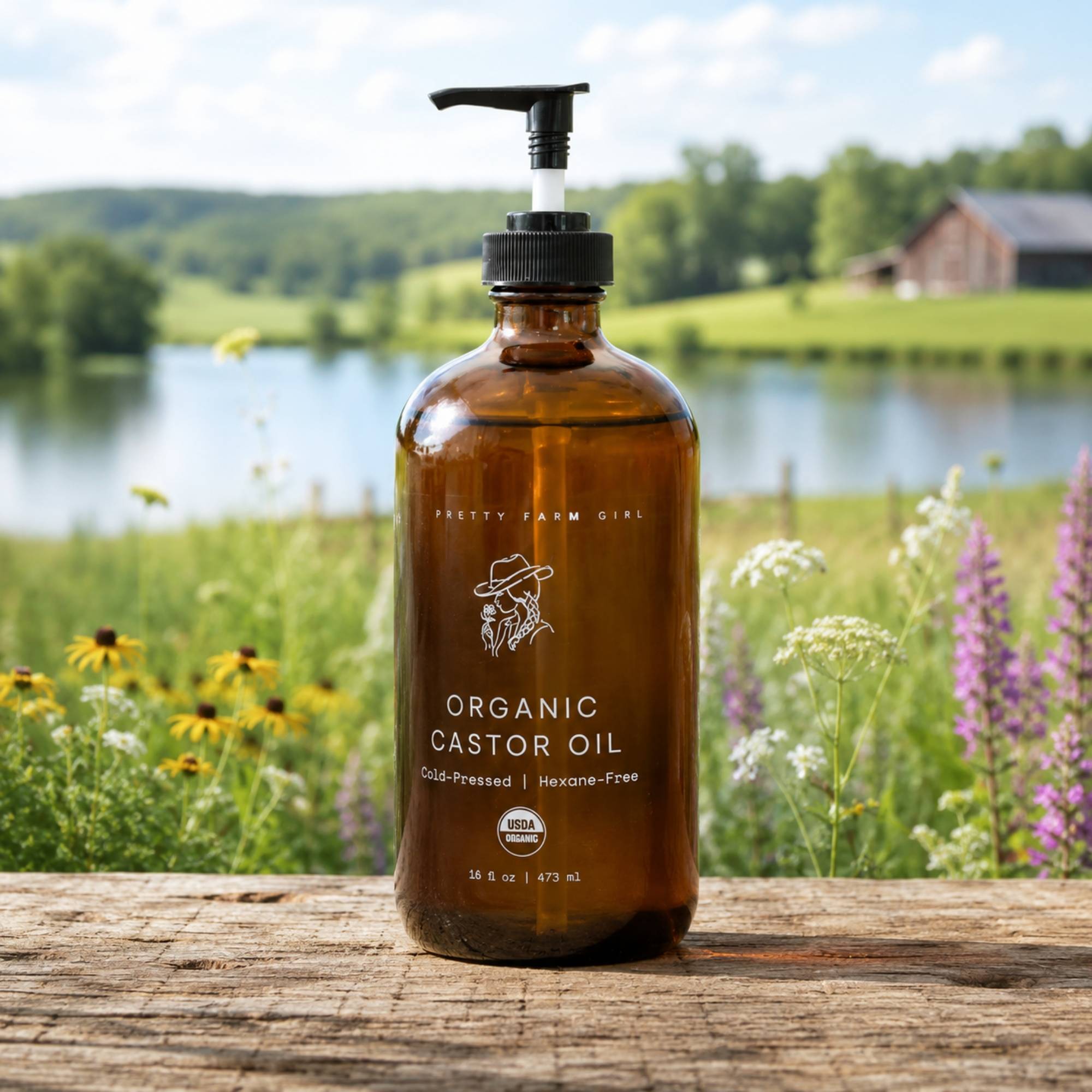 Pure Organic Cold Pressed Hexane-Free Castor Oil 16 oz Organic Castor Oil