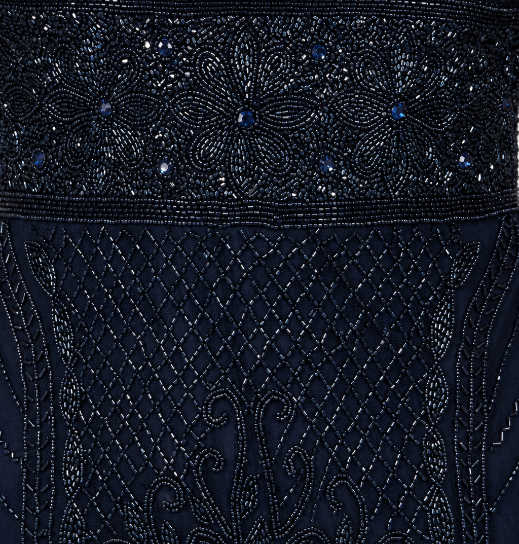 Cape Sleeve V-Neck Beaded Gown | 29356
