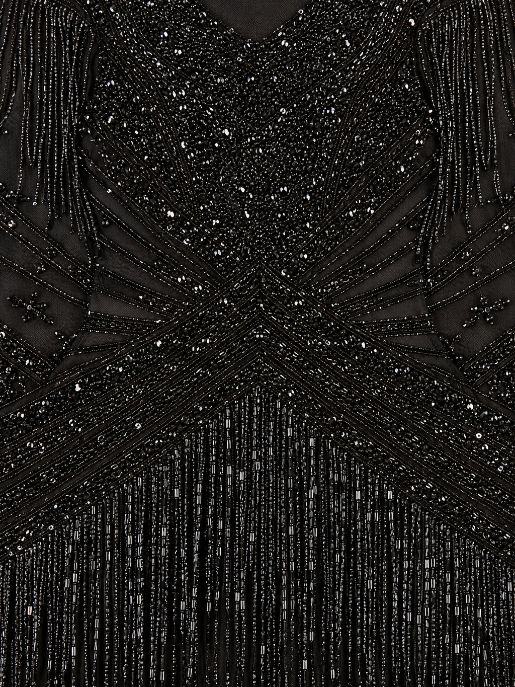 Beaded Fringe Short Dress with Cap Sleeves