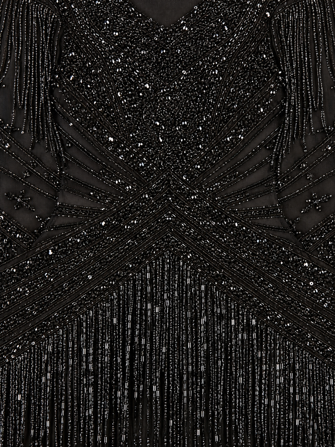 Beaded Fringe Short Dress with Cap Sleeves