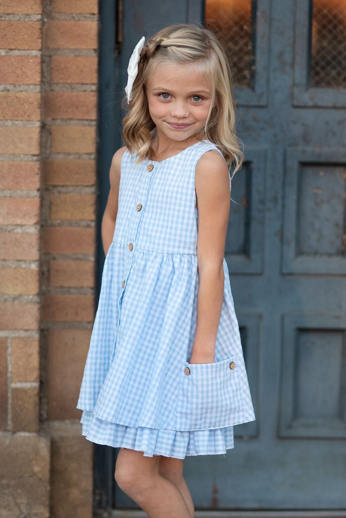Blue Check Gingham Dress