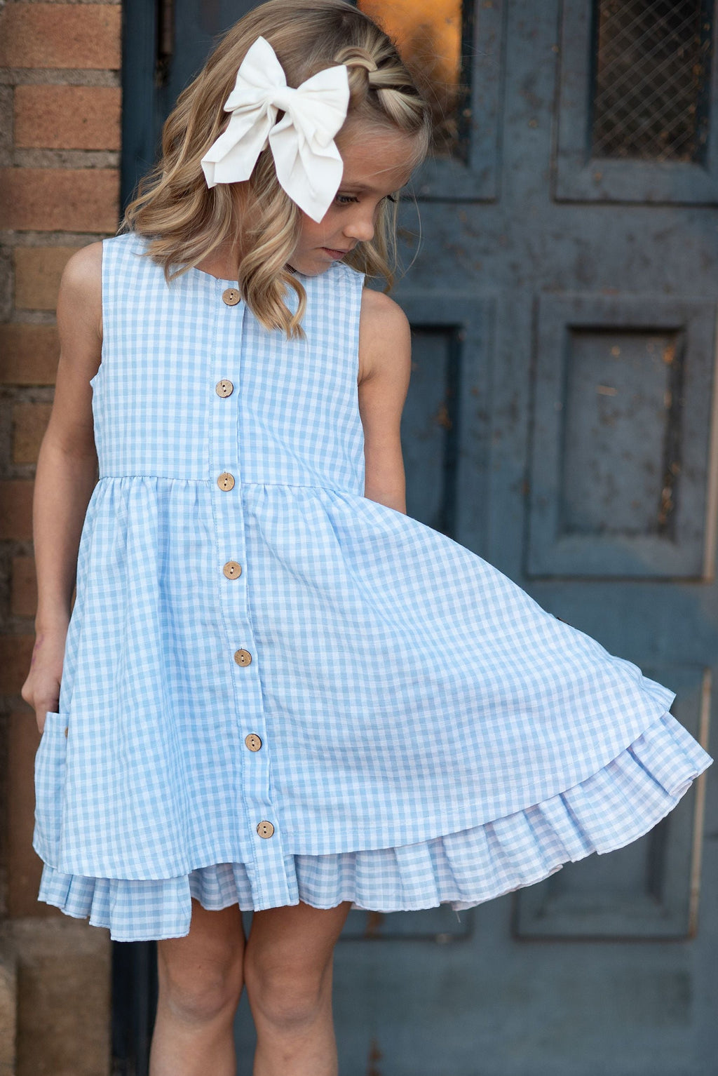 Blue Check Gingham Dress