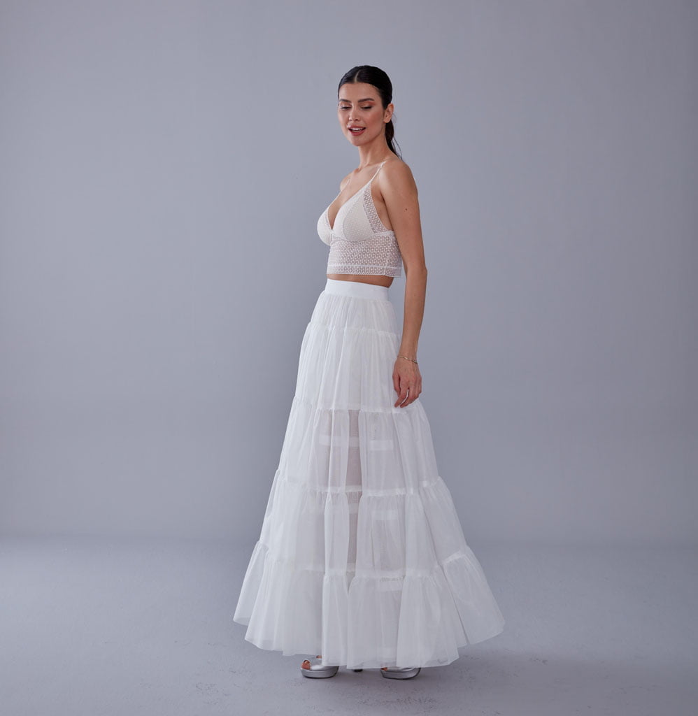 White Petticoat with Elastic Band - Perfect for Parties