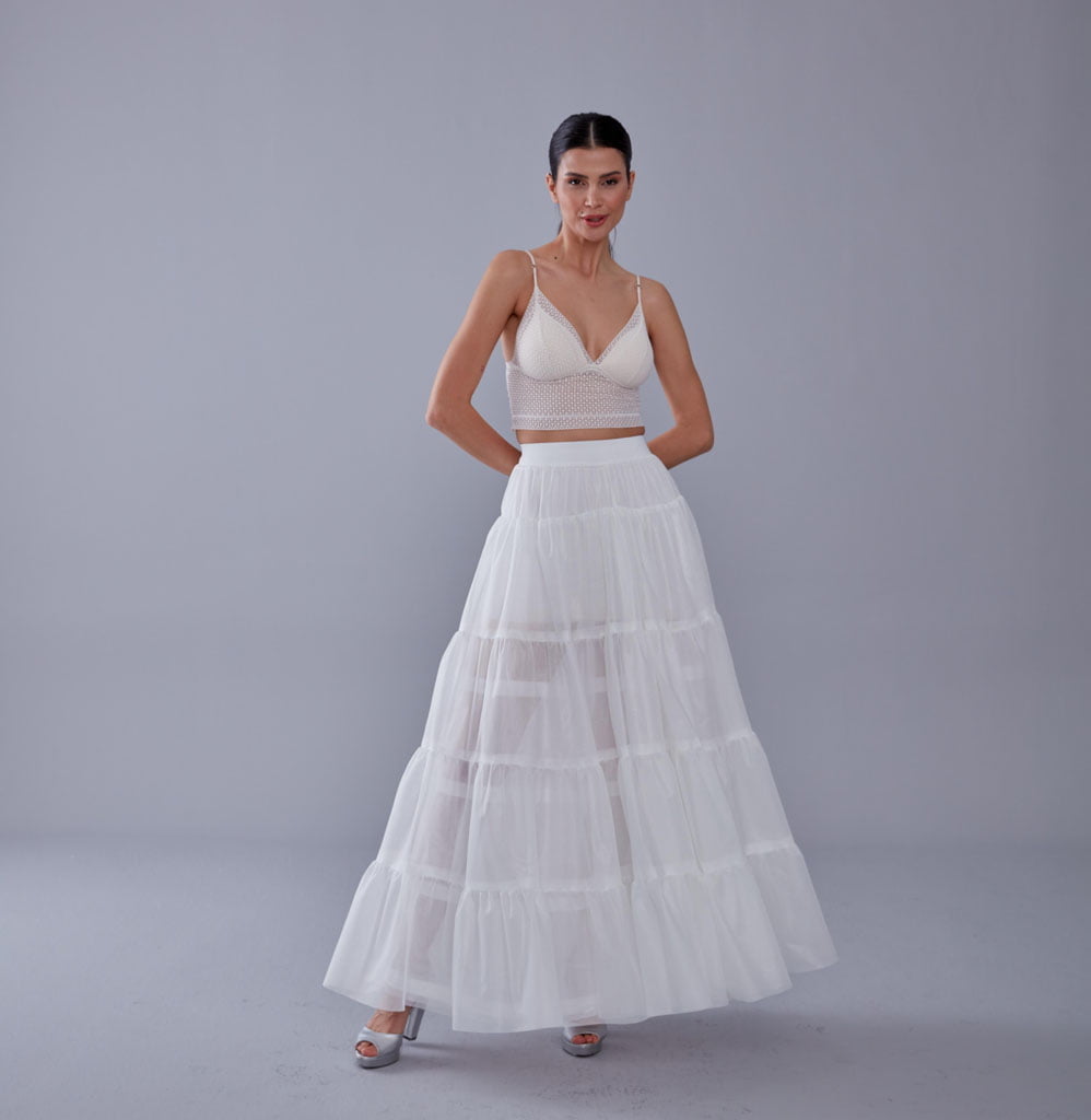 White Petticoat with Elastic Band - Perfect for Parties