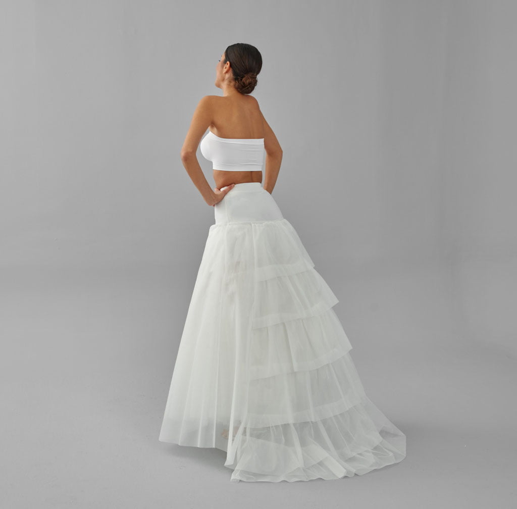 Fishtail Crinoline Skirt , Wedding Dress Underskirt, White Petticoat Skirt