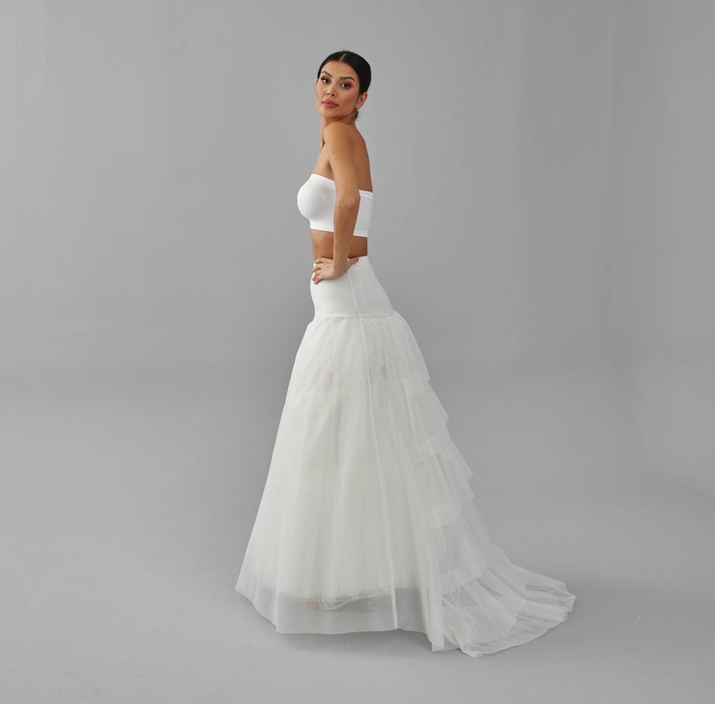 Fishtail Crinoline Skirt , Wedding Dress Underskirt, White Petticoat Skirt