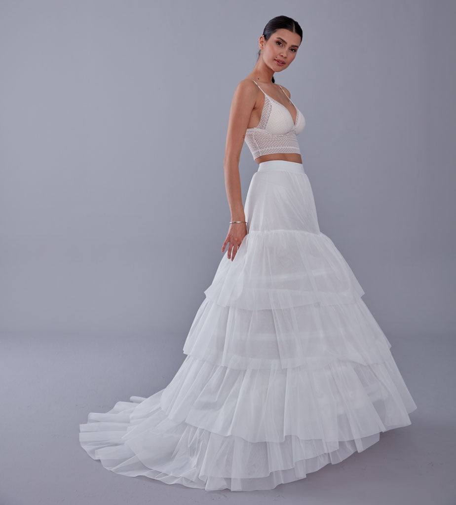 Fishtail Petticoat Skirt, Fishtail Wedding Dress Underskirt, White Petticoat