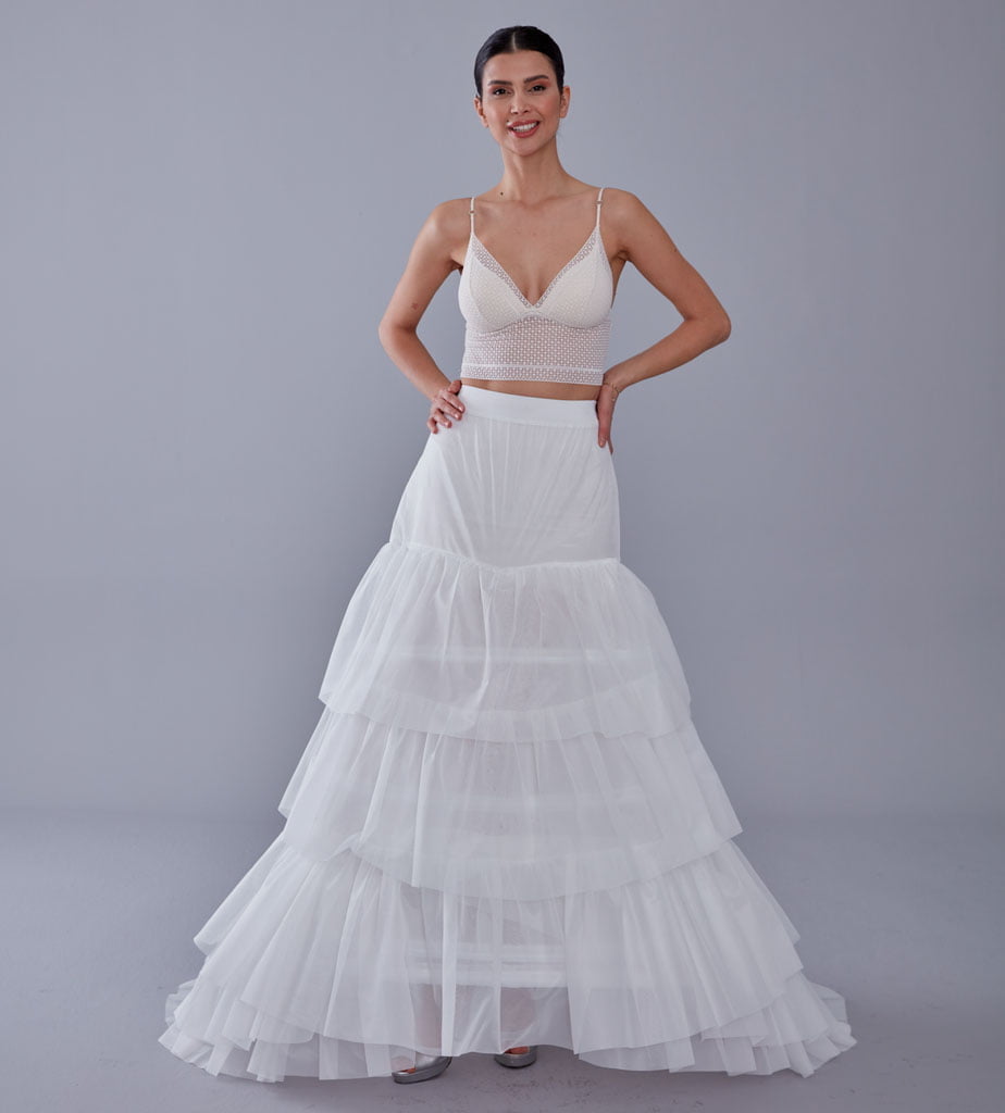 Fishtail Petticoat Skirt, Fishtail Wedding Dress Underskirt, White Petticoat