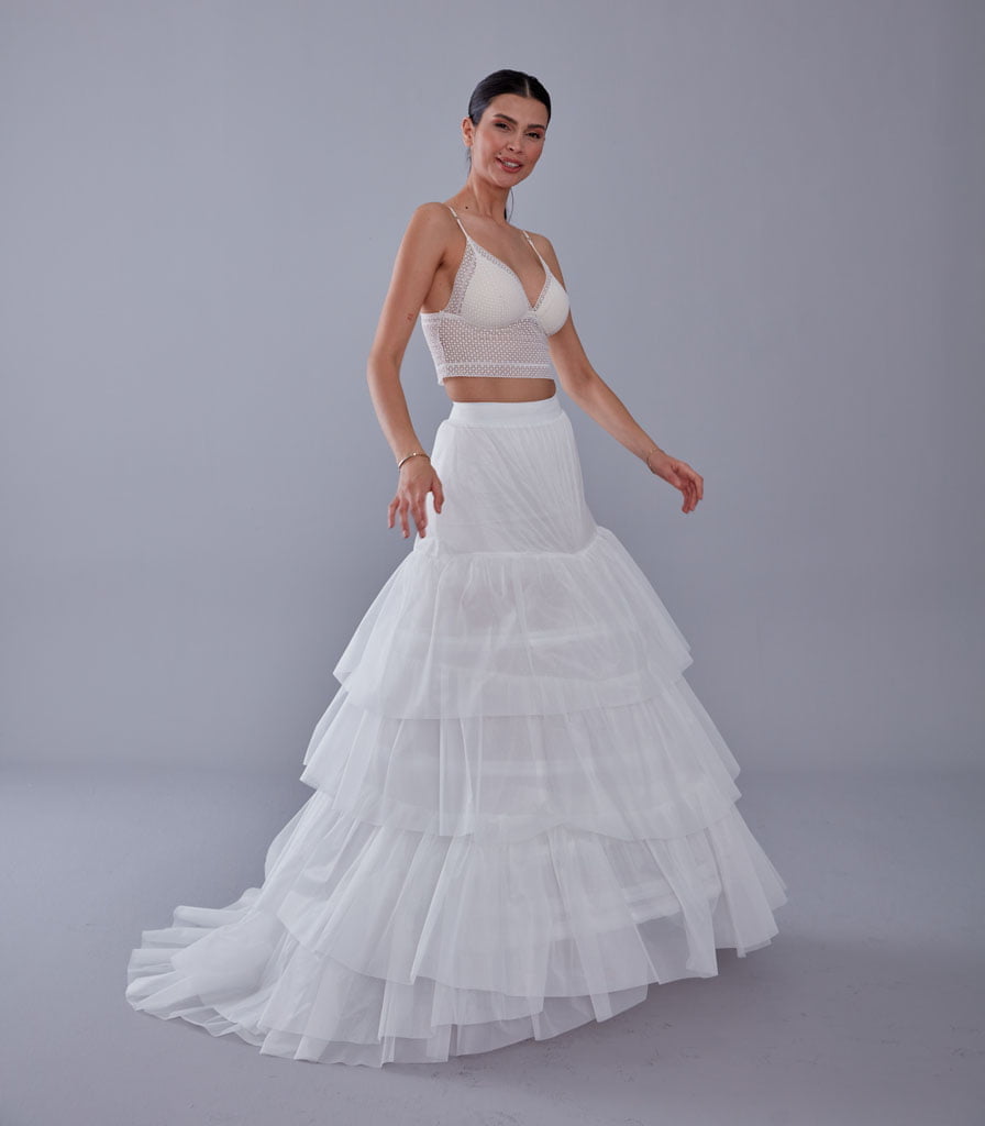 Fishtail Petticoat Skirt, Fishtail Wedding Dress Underskirt, White Petticoat