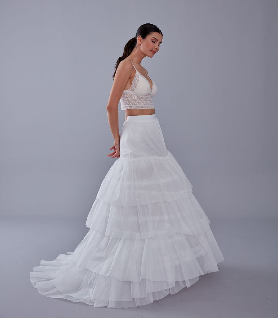 Fishtail Petticoat Skirt, Fishtail Wedding Dress Underskirt, White Petticoat