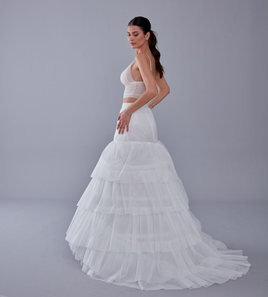 Fishtail Petticoat Skirt, Fishtail Wedding Dress Underskirt, White Petticoat