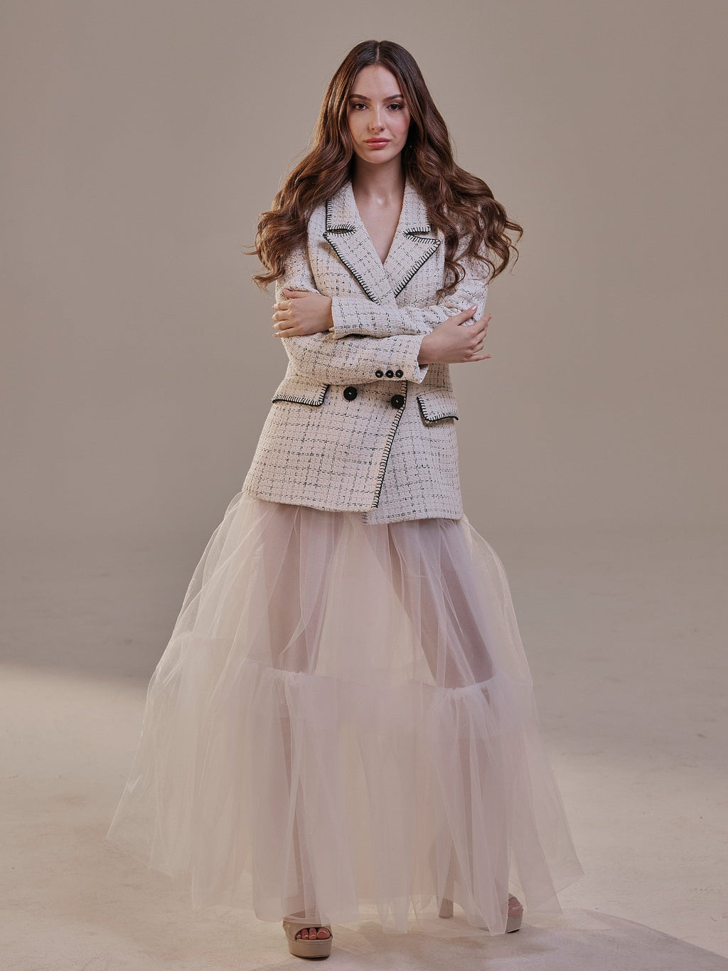 Elegant Double Tulle Skirt , Double Layer Soft White Tulle Skirt for Women, Sheer Maxi Overskirt