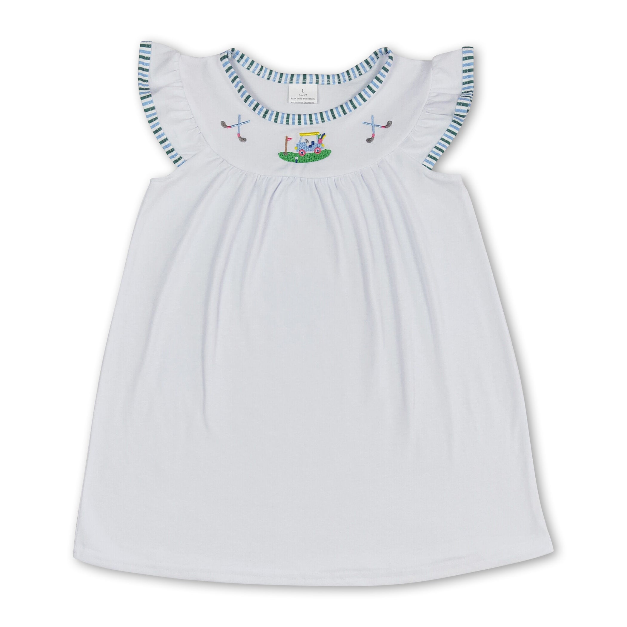 White flutter sleeves golf baby girls summer dress