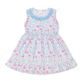 Light blue ruffle sleeveless floral girls summer dress