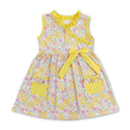 Yellow sleeveless floral pockets baby girls dresses