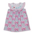 I love dad pink floral bow kids girls dresses