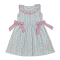 Pink bow floral ruffle sleeveless girls summer dresses
