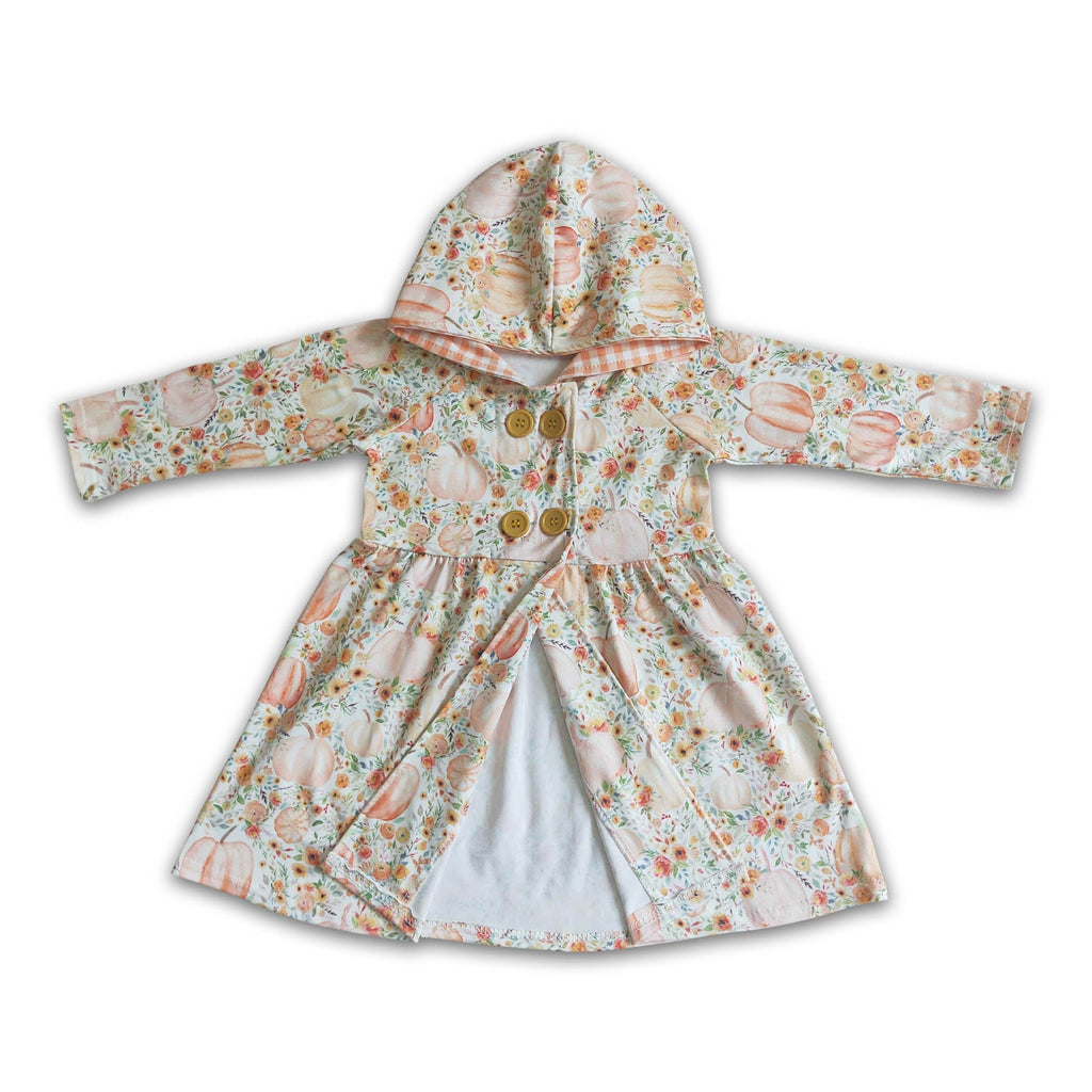 Floral pumkin hoodie dress baby girls fall cardigan
