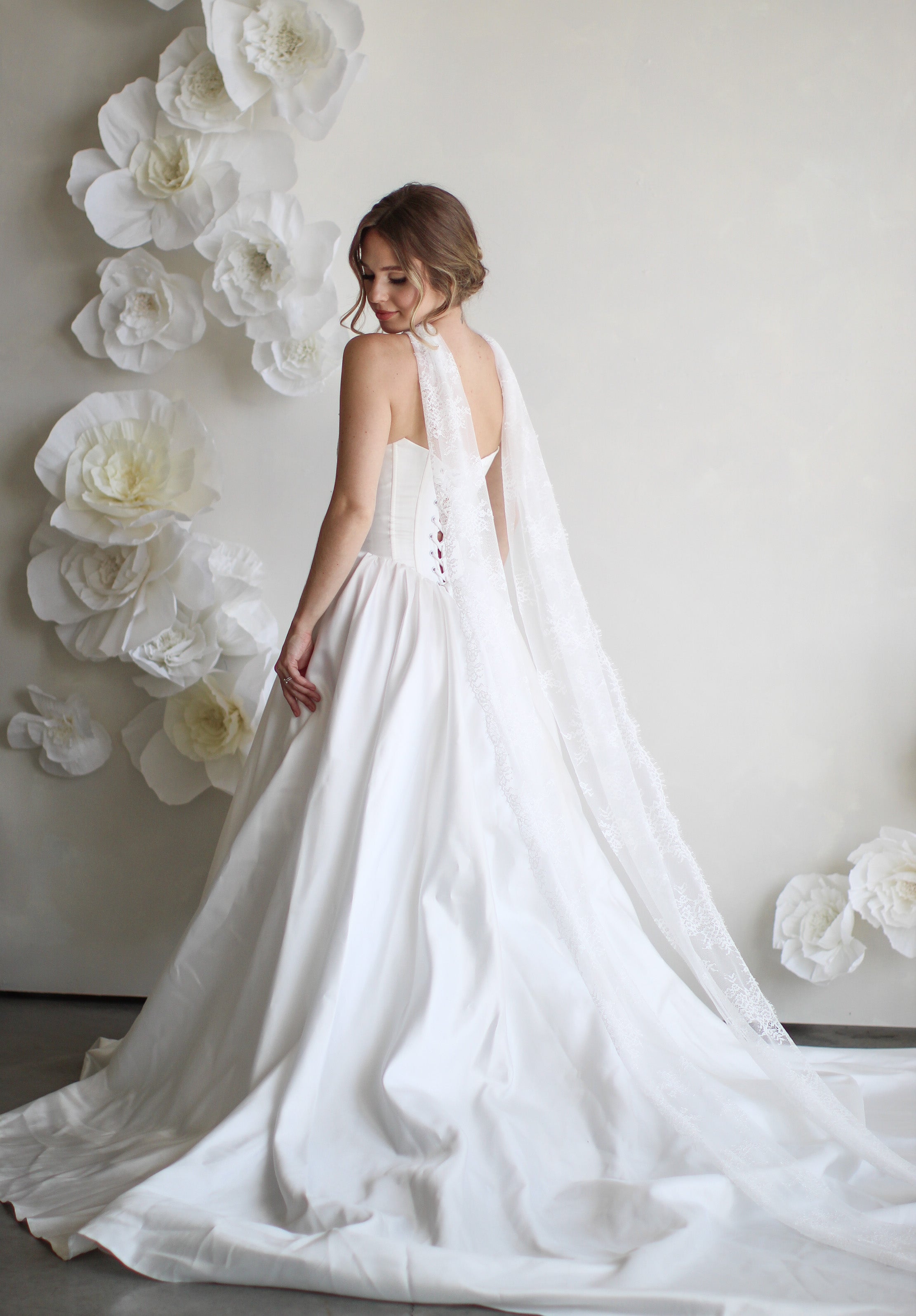 Delicate Lace Bridal Scarf Cathedral - 198 inches