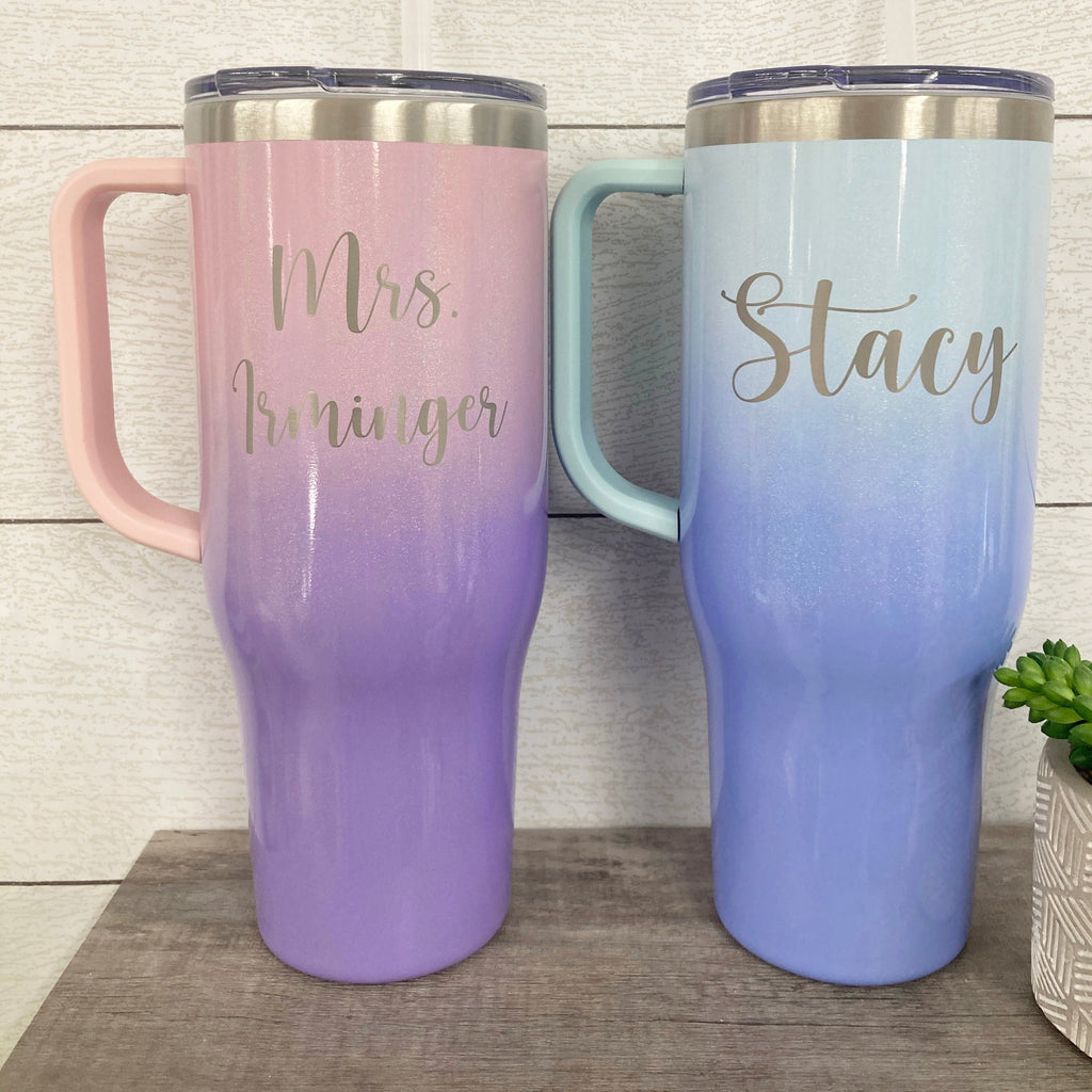 Personalized 40 oz Charger Tumbler with Handle