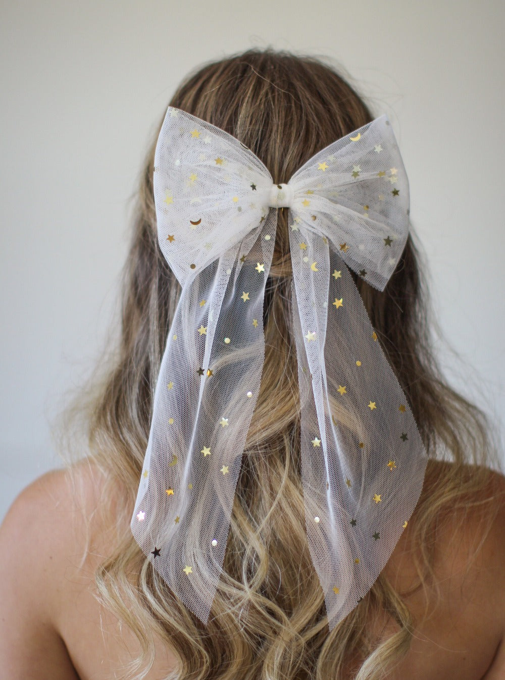 Bridal Hair Bow White Celestial