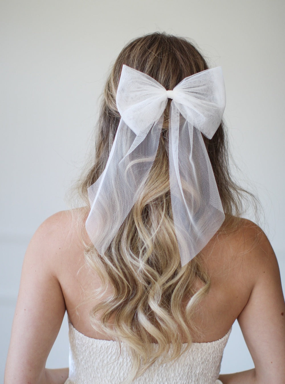 Bridal Hair Bow English Net No Pearl