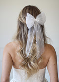 Bridal Hair Bow Light Ivory Pearls