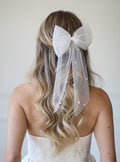 Bridal Hair Bow Light Ivory Pearls