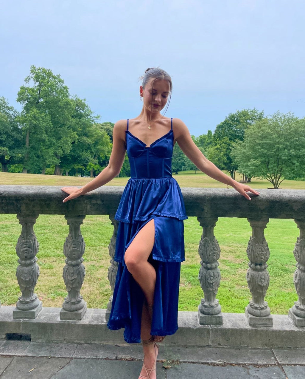 Maeve Corset Midi Dress - Navy
