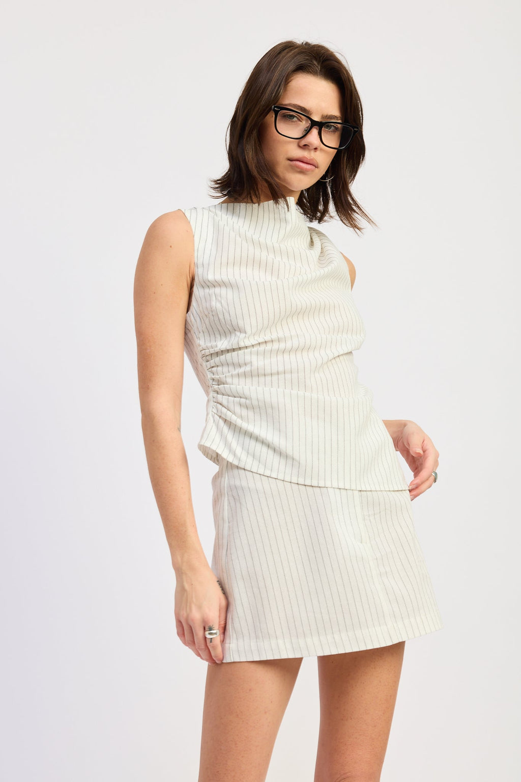 Olivia Top Off White Black Stripe