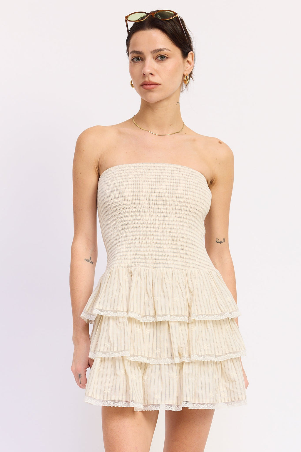 Daniela Mini Dress Natural Stripe