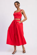 Poppy Crop Top Red