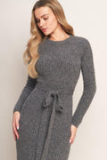 BE GOOD TO ME SWEATER MIDI DRESS H.GREY