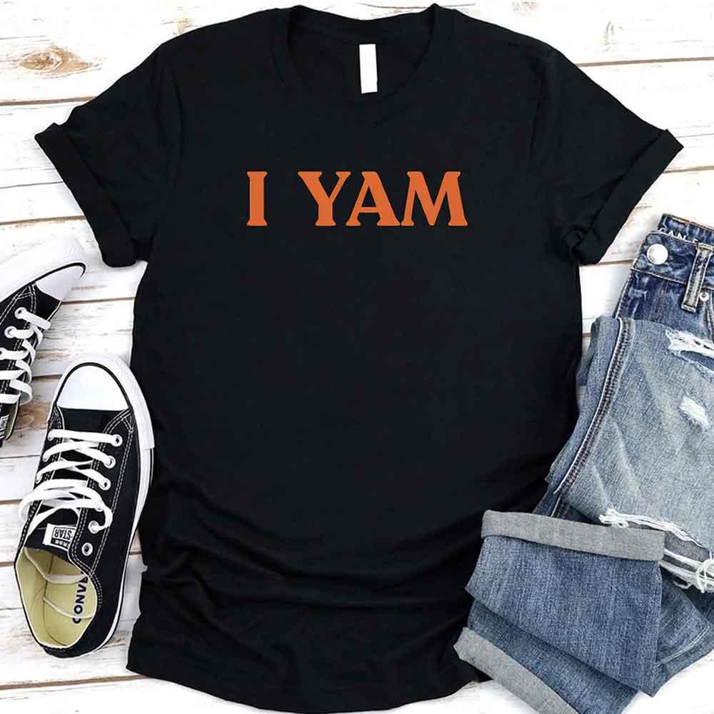 I YAM T-Shirt – Funny Thanksgiving Pun Tee Black