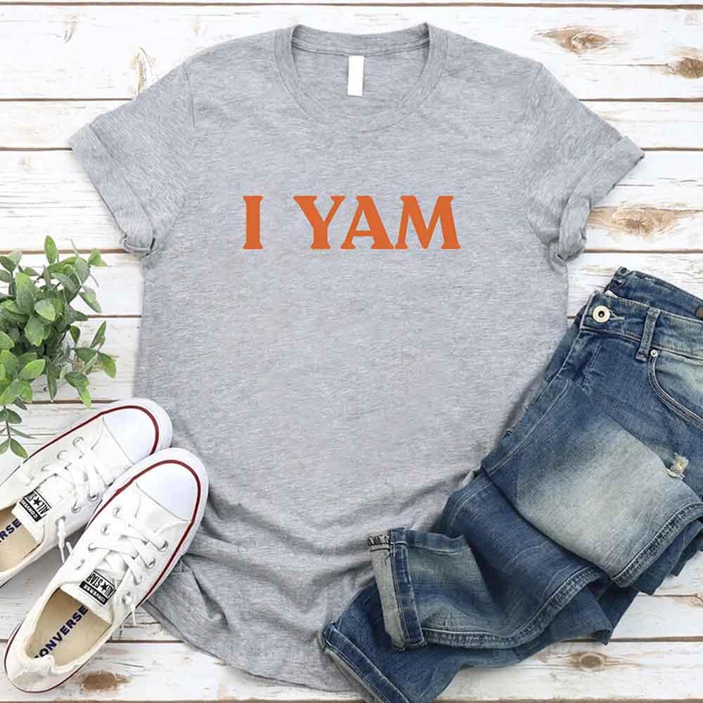 I YAM T-Shirt – Funny Thanksgiving Pun Tee Gray